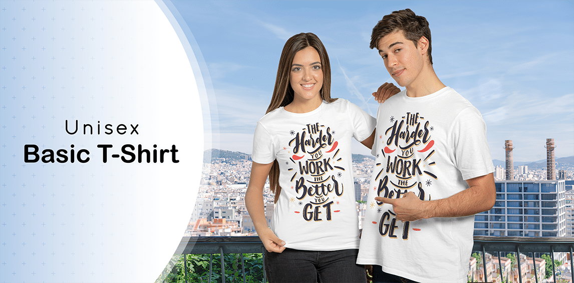 Two people wearing white t-shirts with black text against a cityscape background1621243260e1af0c20-0